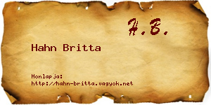 Hahn Britta névjegykártya